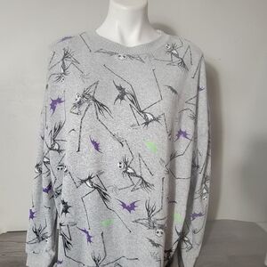 Disney Jack Skellington Gray XL Top Oversize‎ Soft Nightmare Before Christmas